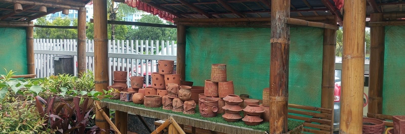 Handcrafted terracotta and planter display